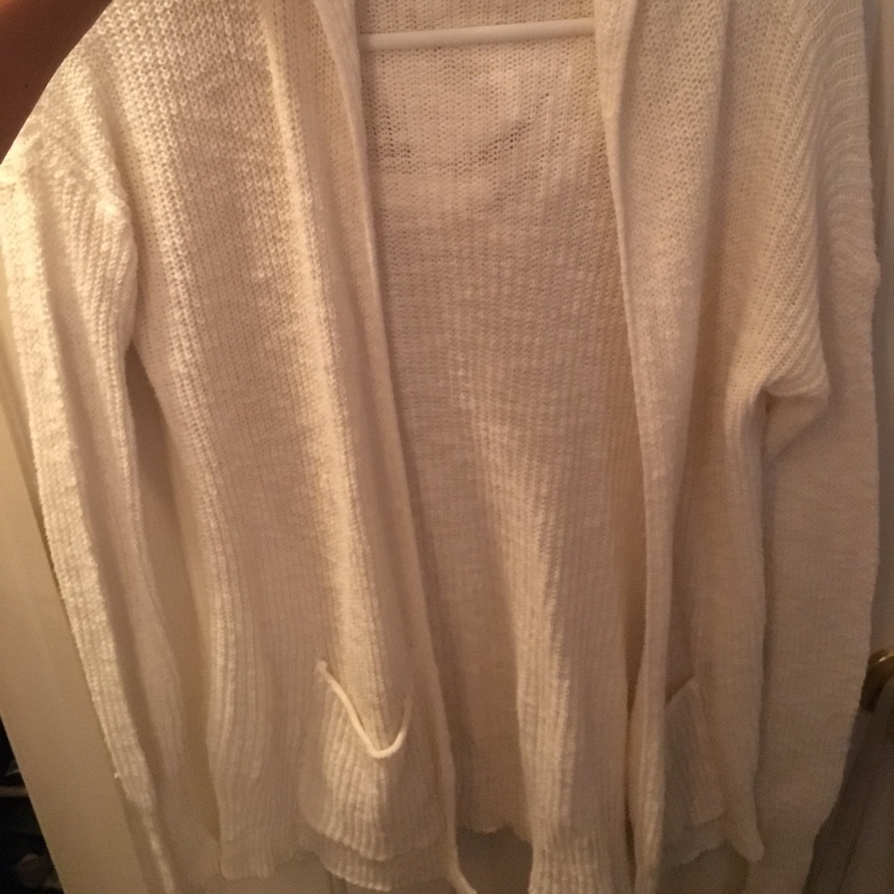 White hooded cardigan